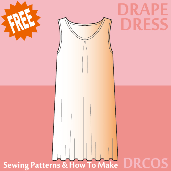 Drape onepiece dress Sewing Patterns | DRCOS Patterns & How To Make