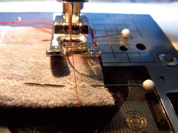 Sewing belt with a 1 cm seam allowance along red dotted line