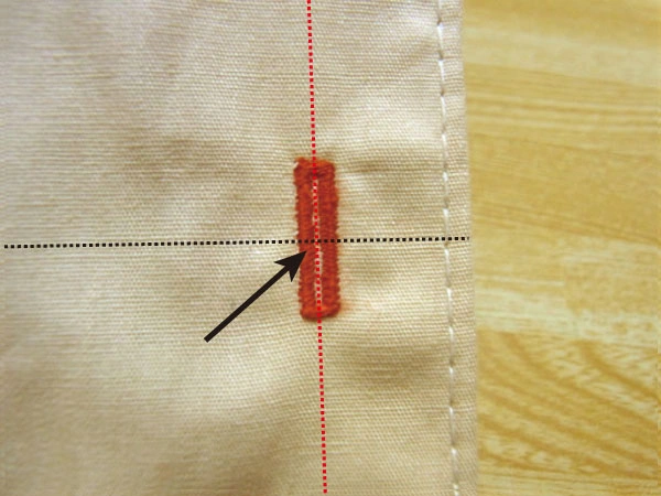 Button position at the intersection of dotted lines