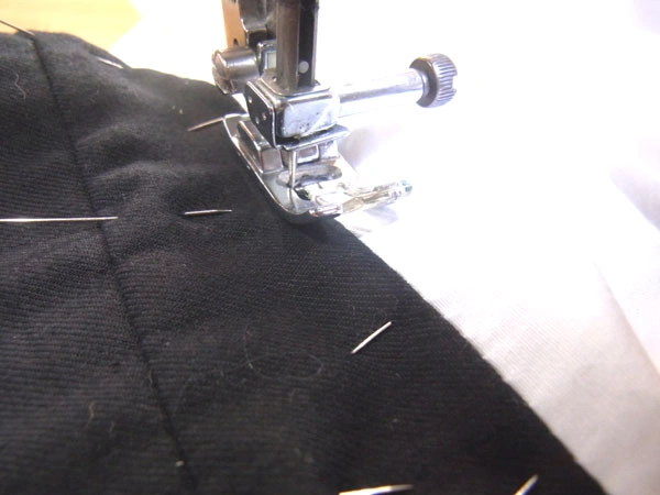Back side view of collar stand after pinning