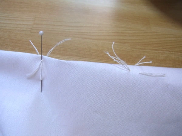 Close-up of dart marking before sewing