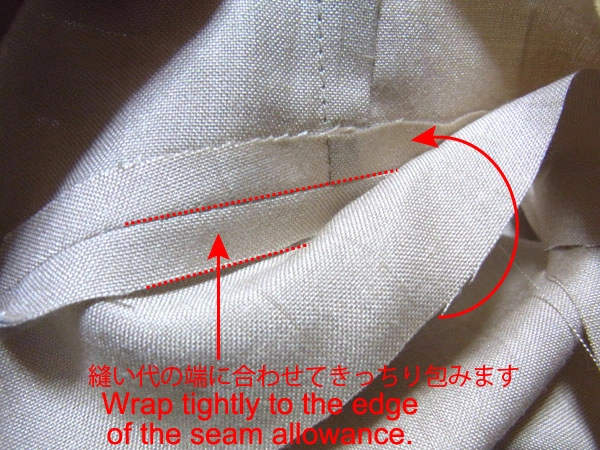 Wrapping seam allowance with welt cloth