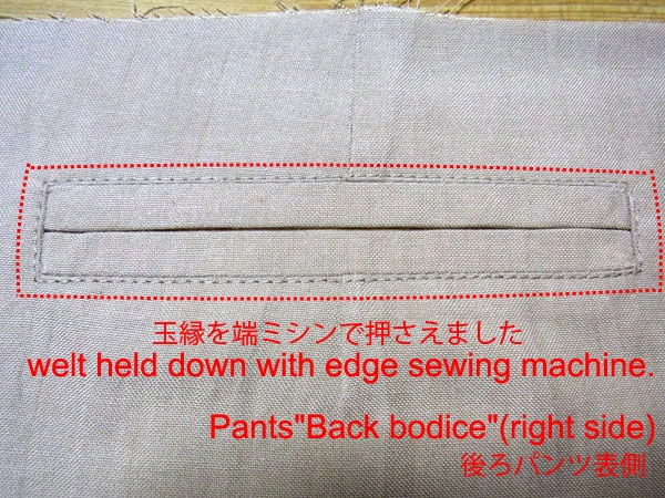 Topstitching double piping pocket edges