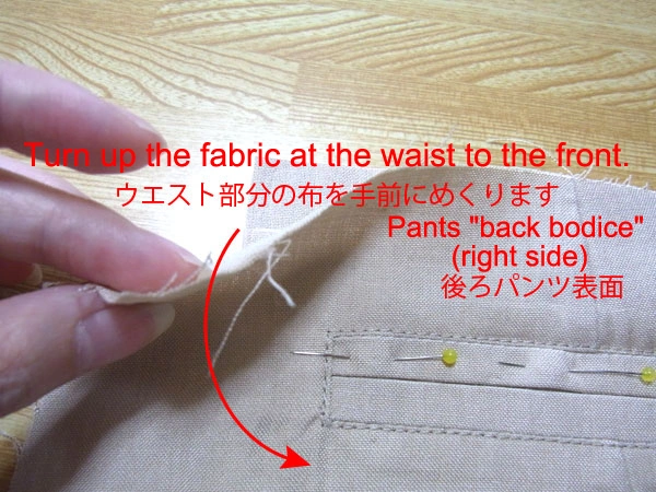 Securing welt cloth with pins