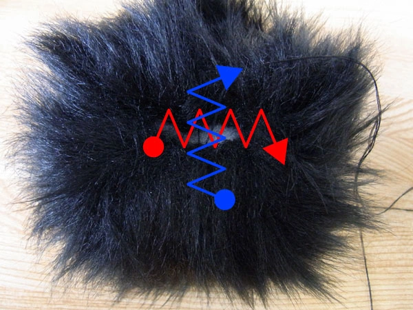 Sewing the furry bulb to secure cotton inside