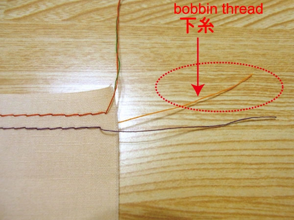 Bobbin thread color changed for clarity when sewing gathers