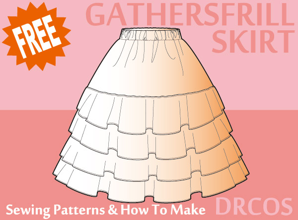 Gathers frill skirt sewing patterns & how to make