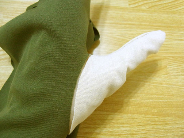 Checking thumb placement on the glove base