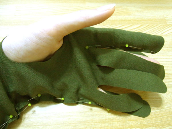 Fitting the glove base fabric to check placement
