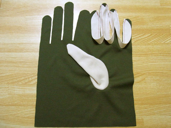 All glove gussets sewn in place