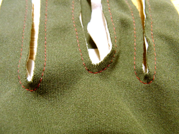 Sewing tricky glove finger crotch areas