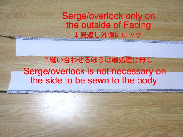 Overlock facing edge for a neat finish