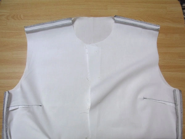Sewing shoulder seam on sewing machine