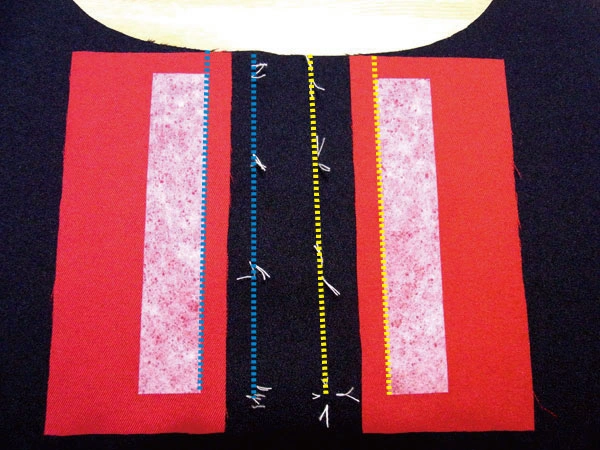 Fusible interlining applied to the back of the Front Fly