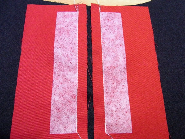 Sewing along the fusible interlining with 1 cm seam allowance