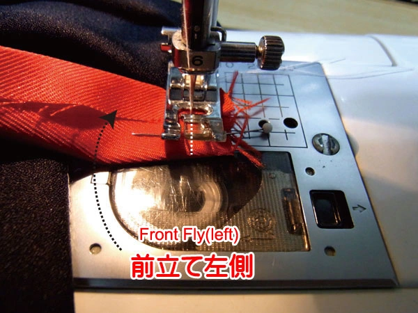 Both sides of the front fly pinned in place