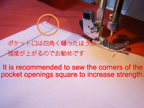 Reinforced pocket opening sewing method