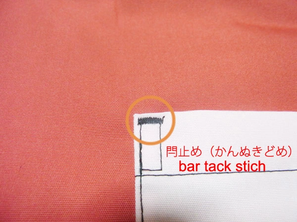 Applying bar tack stitch for pocket reinforcement
