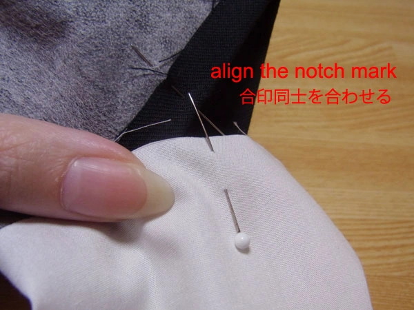 Pinning opposite side of sleeve seam