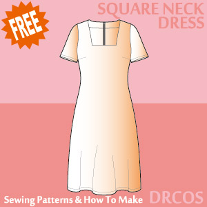 Square Neck Dress Sewing Patterns Cosplay Costumes how to make Free Where to buy