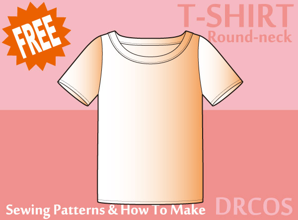 T-shirt 3(Round-neck) Free sewing patterns & how to make